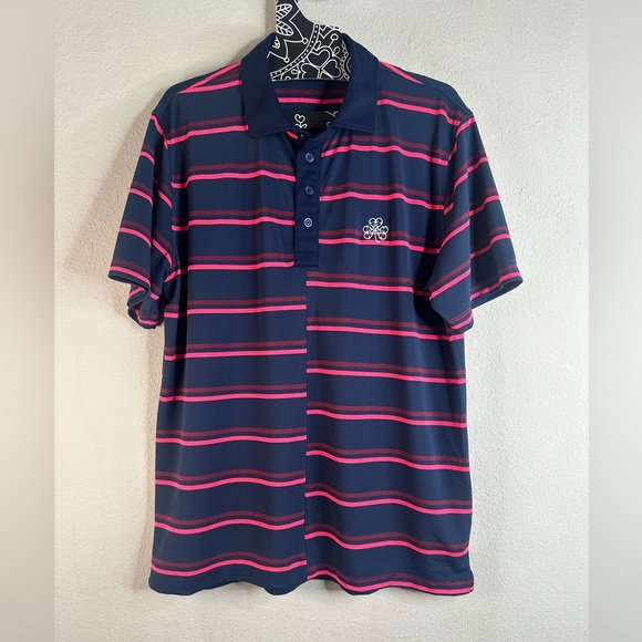 G/FORE Offset Stripe Pique Golf Polo Erin Hills golf size large - Picture 1 of 5
